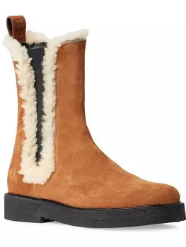 Женские замшевые зимние и зимние ботинки из овчины STAUD, цвет Tan/Cream