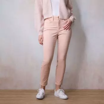 Женские зауженные джинсы с высокой посадкой и пятью карманами Lc Lauren Conrad, цвет pink rhinestone