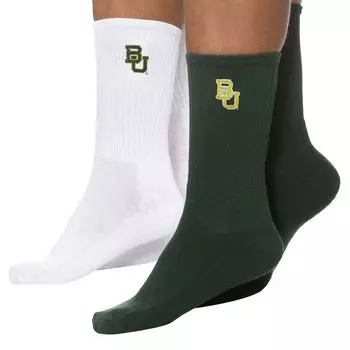 Женские зелено-белые носки ZooZatz Baylor Bears (2 пары четверть длины)