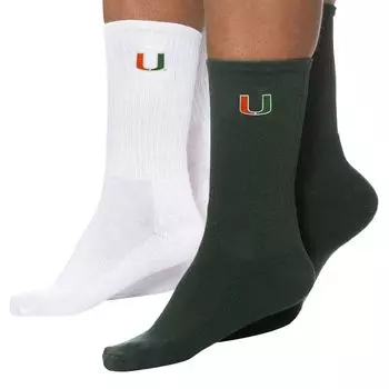 Женские зелено-белые носки ZooZatz Miami Hurricanes, комплект из 2 четверть длины