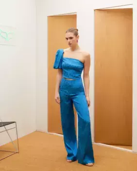 Женские жаккардовые брюки Green Coast, цвет 440 Azuln