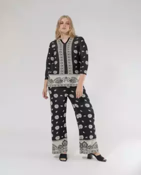 Женские жаккардовые брюки с люрексом October, черный