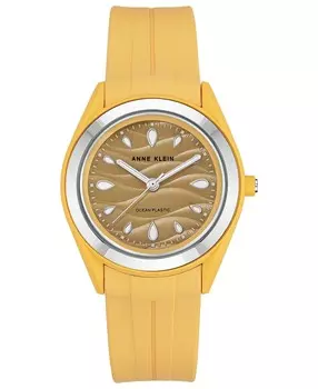 Женские желтые пластиковые металлические часы Solar Ocean Work, 38,5 мм Anne Klein, желтый