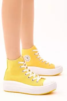 Женские желтые удобные длинные спортивные туфли на толстой подошве TONNY BLACK