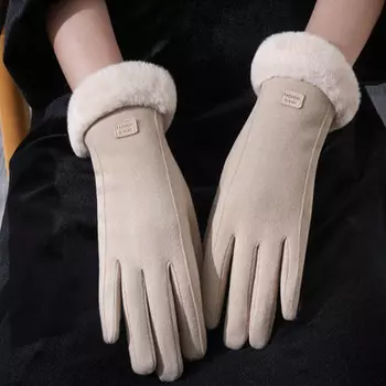 Женские зимние бархатные утепленные перчатки Kuang-Chi с сенсорным экраном для защиты пальцев от холода во время зимней езды на велосипеде - розовый, один размер подходит всем