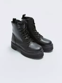 Женские зимние ботинки на толстой подошве со шнуровкой LCW Steps