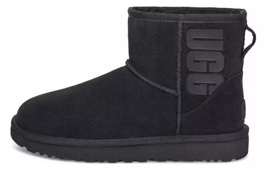 Угги UGG Classic Mini UGG Rubber Logo 'Black' Women's