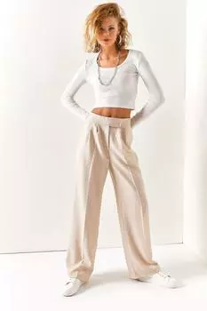 Женские зимние брюки с завышенной талией и застежкой-липучкой Olalook, серый