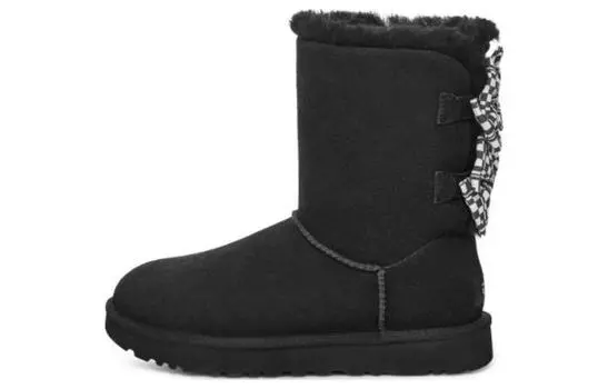 Угги UGG Checkered Bow Snow Boots 'Black' Women's
