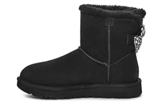 Угги UGG Checkered Bow Short Snow Boots 'Black' Women's