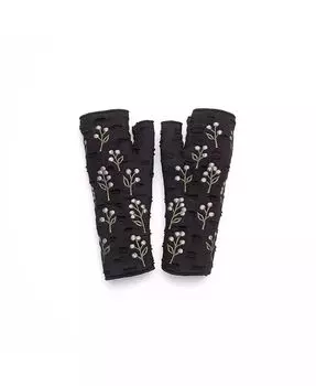 Женские зимние трикотажные перчатки без пальцев с флисовой подкладкой и ягодами ручной работы Feelgoodz, черный