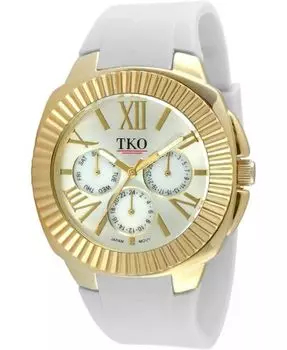 Женские золотистые белые многофункциональные часы с мягким силиконовым ремешком TKO, белый
