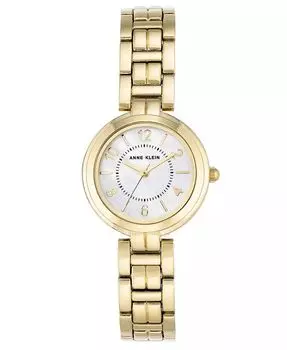 Женские золотистые часы-браслет с звеньями, 28 мм Anne Klein, белый