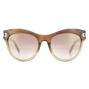 Женские золотистые зеркальные солнцезащитные очки «кошачий глаз» с градиентом и градиентом Swarovski, коричневый