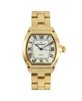Женские золотые статусные часы-браслет в форме бочонка с римским циферблатом, золотистый ремешок-браслет Peugeot, золото