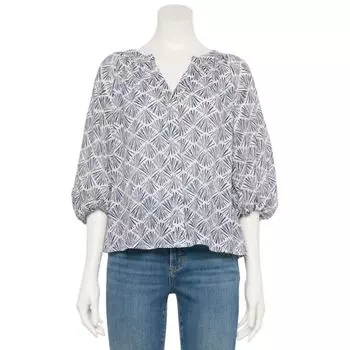 Женский адаптивный топ с присборенными рукавами и рукавами-фонариками Sonoma Goods For Life, цвет navy shell print