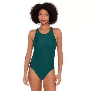 Женский эко-пляжный цельный купальник с высоким воротником Eco Beach, цвет Forest Green