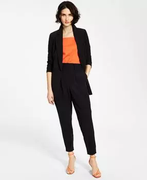 Женский эластичный блейзер с открытым передом и закатанными рукавами, созданный для macy's Bar III, черный