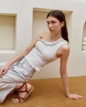 Женский асимметричный топ с медовой сеткой Green Coast, белый