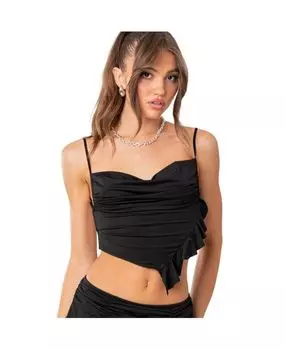 Женский асимметричный топ с рюшами Nala Edikted, черный