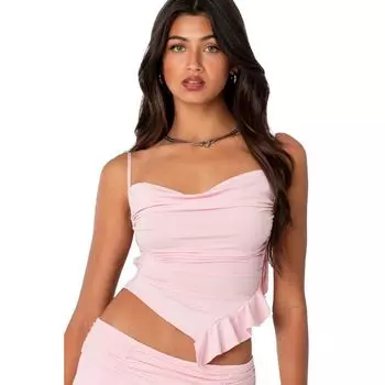 Женский асимметричный топ с рюшами Nala Edikted, розовый