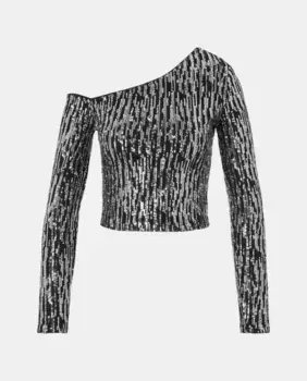 Женский асимметричный топ с серебряными пайетками Green Coast, серебряный