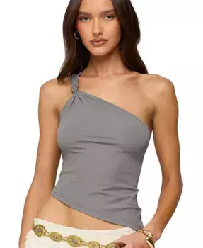 Женский асимметричный топ с узлом на одно плечо Edikted, серый