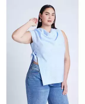 Женский асимметричный топ с завязками ELOQUII, белый