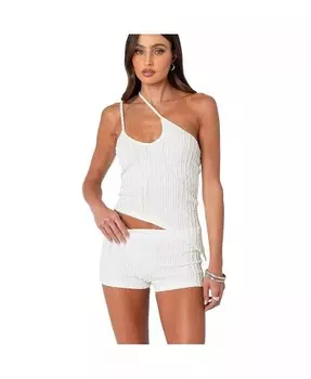 Женский асимметричный вязаный топ с текстурой Phoebe Edikted, белый