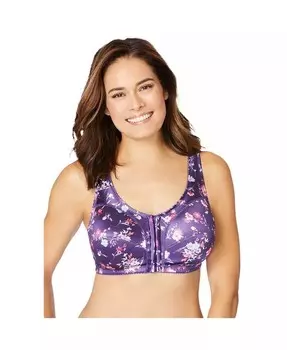 Женский атласный бюстгальтер без косточек больших размеров с застежкой спереди Comfort Choice, фиолетовый