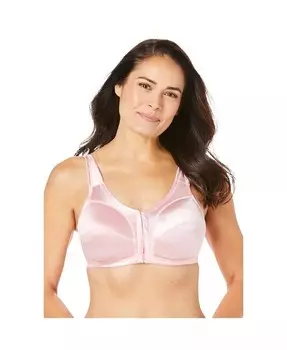 Женский атласный бюстгальтер без косточек больших размеров с застежкой спереди Comfort Choice, розовый