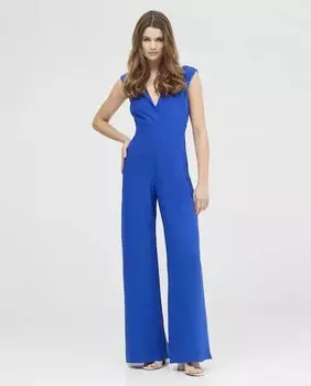 Женский атласный комбинезон с V-образным вырезом Veneno En La Piel, синий