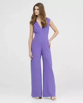 Женский атласный комбинезон с V-образным вырезом Veneno En La Piel, сиреневый