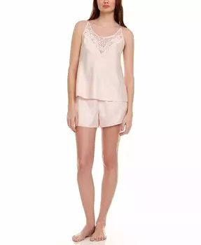 Женский атласный комплект на бретельках Emma с короткими рукавами Flora by Flora Nikrooz, бежевый