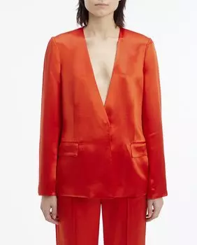 Женский атласный пиджак без лацканов Calvin Klein, красный