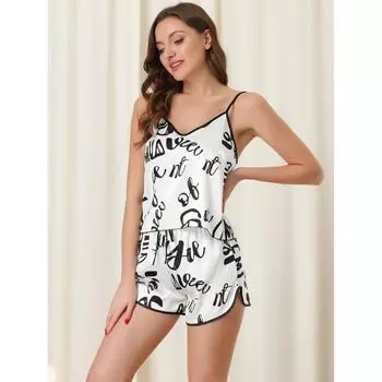 Женский атласный пижамный комплект, одежда для сна, ночная рубашка, топы на бретельках с шортами, одежда для дома, пижамный комплект с цветочным принтом cheibear, зеленый