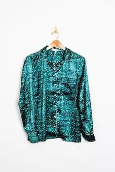 Женский атласный пижамный комплект в изумрудную клетку Fletch, цвет emerald plaid