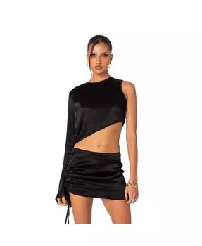 Женский атласный топ асимметричного кроя Solstice Edikted, черный