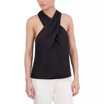 Женский атласный топ без рукавов с бретелью через шею BCBGMAXAZRIA, черный