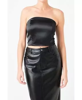 Женский атласный топ-бюстье без бретелек изогнутой формы endless rose, черный