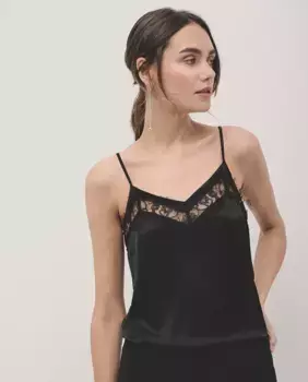Женский атласный топ для белья с кружевом Roberto Verino, черный