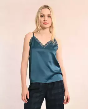 Женский атласный топ для белья с кружевом Molly Bracken, синий