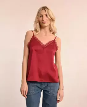 Женский атласный топ для белья с кружевом Molly Bracken, бордовый