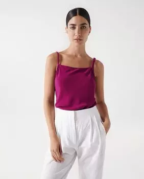 Женский атласный топ на бретелях Salsa Jeans, розовый