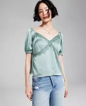 Женский атласный топ с кружевной отделкой And Now This