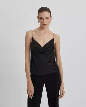 Женский атласный топ с ремешком из драгоценных камней Simorra, черный