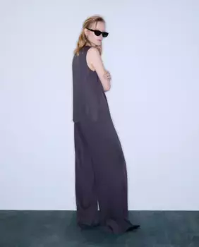 Женский атласный топ со стразами Woman Limited El Corte Ingls, серый