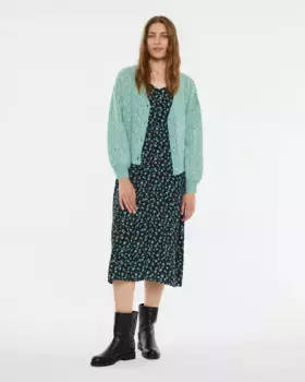 Женский ажурный кардиган с V-образным вырезом и блестками System Action, бирюзовый