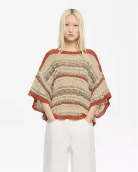 Женский ажурный полосатый свитер Bimba y Lola, зеленый