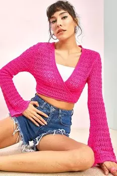 Женский ажурный свитер-болеро крючком SHADE